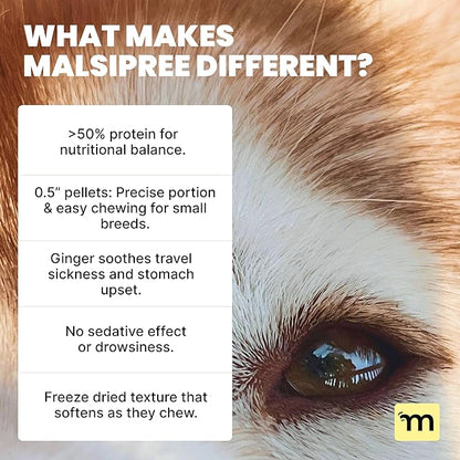 MalsiPree Calming Chews for Dogs, Freeze-Dried Chicken Treats with Passion Flower & Melatonin, Promotes Calm Behavior During Travel, Fireworks, and Loud Noises, Everyday Relaxation Support, 145 Count