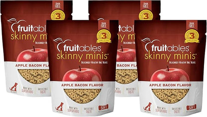 Fruitables Dog Treats, Apple Bacon Flavored | Low Calorie | Training Treats | Wheat-Free | 5oz Pack of 4