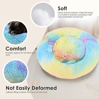 Extra Large Dog Beds, 36 Inch Human Dog Anxiety Relief Comfort Bed, Indestructible & Chew Proof Pet Beds (Rainbow)