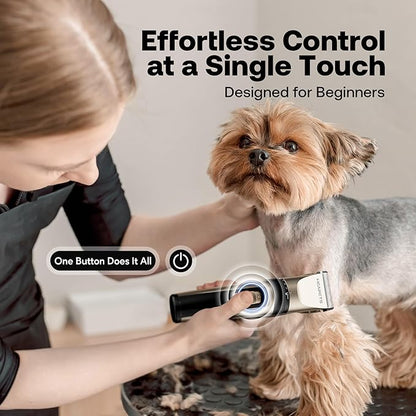 HEAPETS Dog Grooming Clippers, Low Noise, Electric Quiet, Adjustable Clipper Comb, Rechargeable Cordless Dog Hair Clippers for Dogs Cats Pets, Gold
