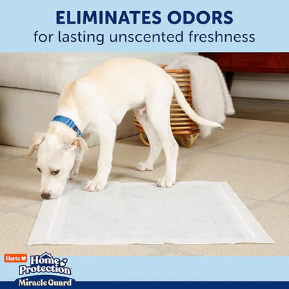 Hartz Miracle Guard Dog and Puppy Dog Pads Max Absorbency 24 Hour Use Odor Eliminating No Leaks, X-Large Size 30 Count
