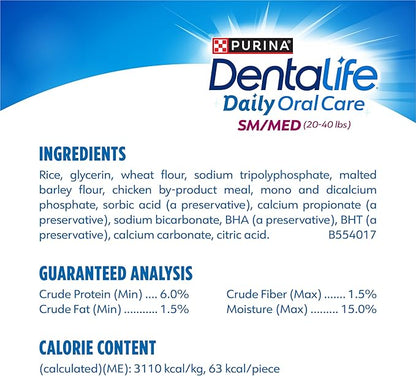 Dentalife Daily Oral Care Dog Treats for Small and Medium Dogs,Chewy Dental Treat to Freshen Breath and Fight Tartar,Chicken Flavor,35.7 oz. Each,94 Chews-2 x 47 ct. Pouch,94 Count (Pack of 2)