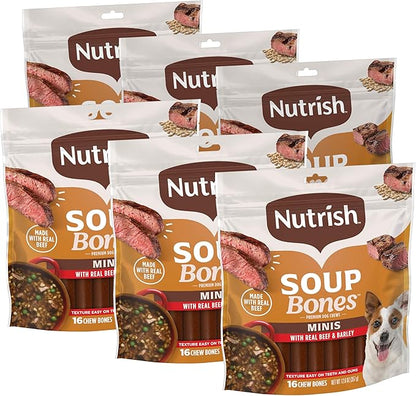 Nutrish Soup Bones Minis Premium Dog Chews with Real Beef and Barley, 96 Chews (Rachael Ray)
