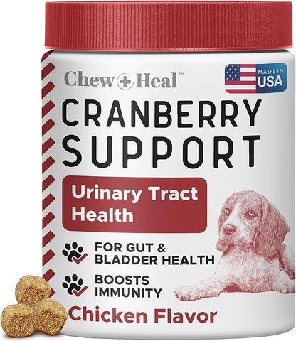 Dog UTI Treatment Cranberry Supplement for Dogs, 120 Soft Chews - Natural Urinary Tract Infection Support and Healthy Bladder Control – Made with Echinacea and Vitamin C