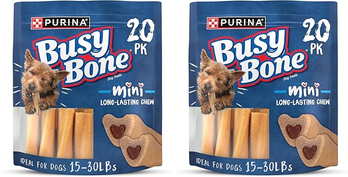 Purina Busy Made in USA Facilities Small Breed Dog Bones,Mini - 20 ct. Pouch,(Pack of 2)