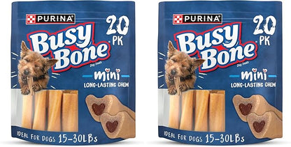Purina Busy Made in USA Facilities Small Breed Dog Bones,Mini - 20 ct. Pouch,(Pack of 2)