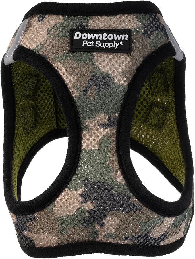 Downtown Pet Supply Step in Dog Harness for Small Dogs No Pull, Small, Camo Green - Adjustable Harness with Padded Mesh Fabric and Reflective Trim - Buckle Strap Harness for Dogs