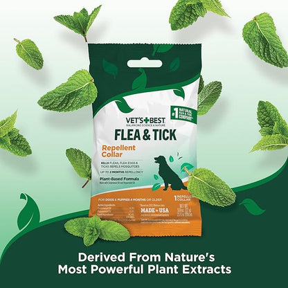 Vet's Best Natural Flea and Tick Collar for Dogs – Natural Repellent Collar with Plant-Based Ingredients – Flea and Tick Prevention and Treatment – Fits Small to Large Dogs – Up to 20” Neck Size