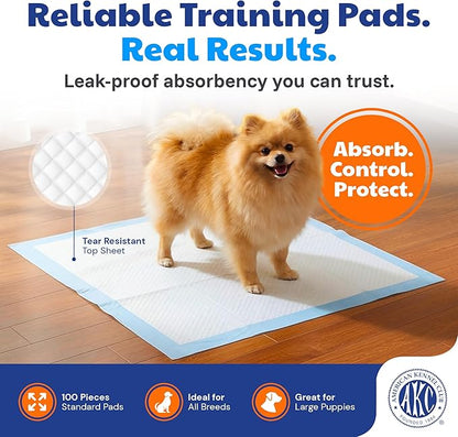 American Kennel Club Scented Puppy Training Pads with Ultra Absorbent Quick Dry Gel – 22 x 22 Pee Pads for Dogs - Fresh Scented - Pack of 100