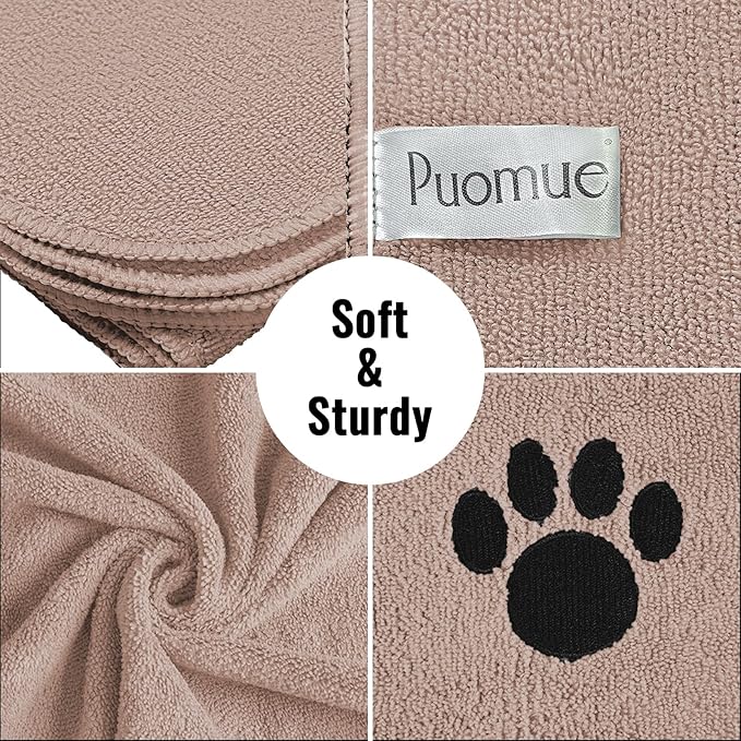 Puomue Microfiber Dog Towels for Drying Dogs, Super Absorbent and Soft Pet Grooming Towel, 40 Inch X 23.6 Inch, Perfect for Large, Medium or Small Dogs (Camel, 40"X23.6" - 1pack)