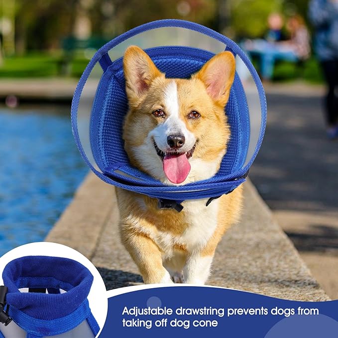 Dora Bridal Dog Cone Collar for Small Dogs After Surgery, Soft Comfy Recovery Pet Cone Alternative, Adjustable Elizabethan Collar for Dogs to Stop Licking, Blue, S