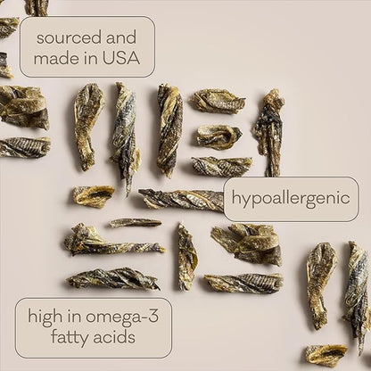 Polkadog Cod Skins for Dogs (12oz Shortie) - Single Ingredient, Wild-Caught Fish Skin Natural Dog Treat Chews. High in Lean Protein & Omega 3. Hypoallergenic, Grain Free. Handcrafted & Made in USA