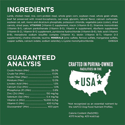 Purina One Small Breed Plus High-Protein Dog Food Lamb and Rice Formula Dry Dog Food - 15 lb. Bag