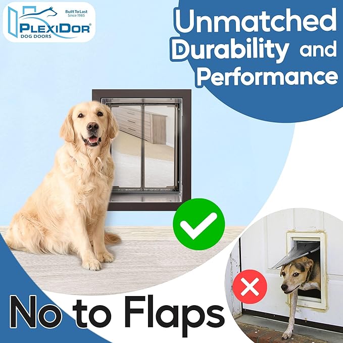 Plexidor Wall Mount Pet Doors for Cats and Dogs - Energy Efficient Pet Freedom - Bronze