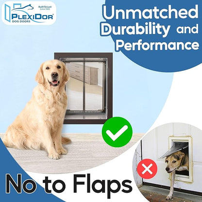 Plexidor Wall Mount Pet Doors for Cats and Dogs - Energy Efficient Pet Freedom - Bronze