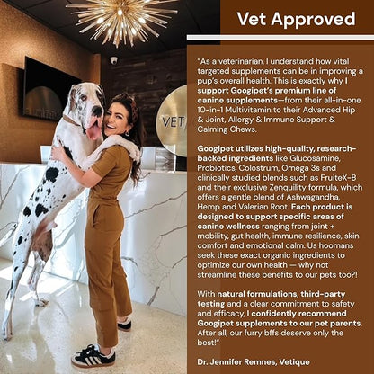 Googipet Dog Allergy Chews, Seasonal Dog Allergy Relief & Itchy Skin Relief, Skin & Coat Supplement Colostrum, Coconut Oil, Omega 3 Fish Oil, & Bee Pollen for Dogs Itch Relief (Peanut Butter Flavor)