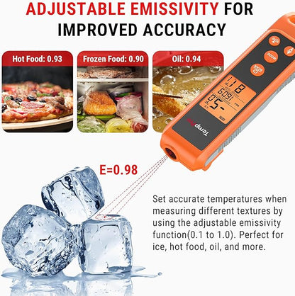 TempPro TP420 2-in-1 Instant Read Thermometer for Cooking, Infrared Thermometer with Meat Probe, Non-Contact Laser Meat Thermometer for Griddle Grill Pizza Oven HVAC Pool (Previously ThermoPro)