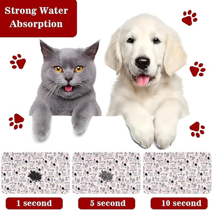 Dog Food Mats for Floors Waterproof Mat for Cat Food and Water Bowls - Absorbent Quick Dry Non Slip Mat for Pet Feeding