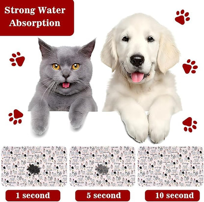 Dog Food Mats for Floors Waterproof Mat for Cat Food and Water Bowls - Absorbent Quick Dry Non Slip Mat for Pet Feeding