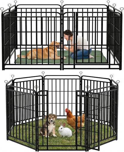 Dog Playpen Outdoor 8 Panels 47'' Rustproof Metal Dog Fence with Gate Small Medium Portable Large Dog Play Pen 18FT 71 Sq.ft for RV Camping, Trips, Play Yard