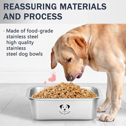 Stainless Steel Dog Bowls for Large Dogs, 0.85 Gallons High Capacity Metal Food Dog Bowls Extra Large Water Bowl for Dogs