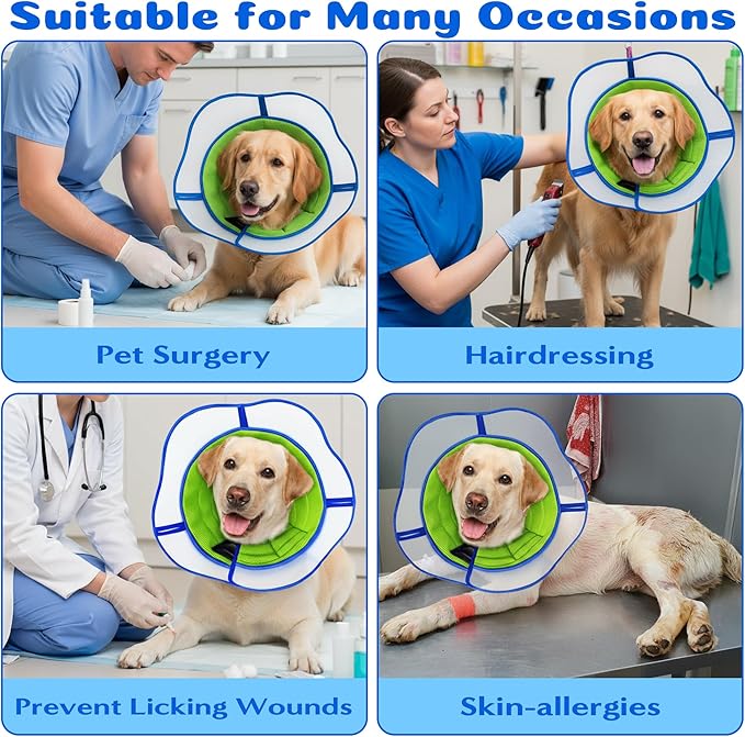 Soft Dog Cone Collar - Adjustable Recovery Padding Cone for Small Dogs After Surgery to Stop Licking, Breathable Lightweight Elizabethan Protective Neck Collar for Pet Cat Puppy (L)