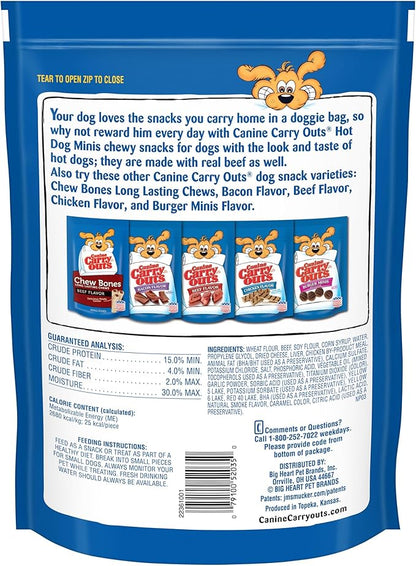 Canine Carry Outs Dog Treats, Hot Dog Minis, 22.5 Ounce (Pack of 4), Made with Real Beef