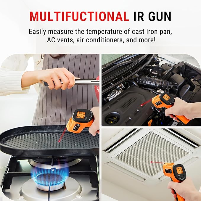 TempPro TP30 Infrared Thermometer Gun, Laser Thermometer for Cooking, Pizza Oven, Griddle, Engine, HVAC, Temperature Gun with Adjustable Emissivity & Max Measure -58°F ~1022°F (Previously ThermoPro)