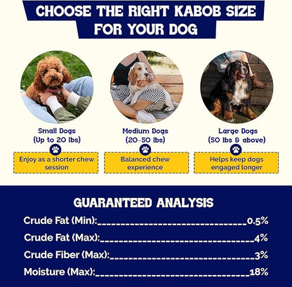 Beefeaters Triple Flavor Beefhide Kabobs 12oz, Dog Treats with Real Chicken, Liver & Sweet Potato – Long-Lasting Dog Kabob Treats for Chewing, Dental Support*, Flavor-Packed Treats - Training Rewards
