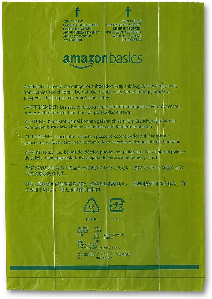 Amazon Basics Premium Leak Proof Dog Poop Bags with Dispenser and Leash Clip, Cucumber Scented, 13" x 9", 540 Count (36 Rolls of 15)