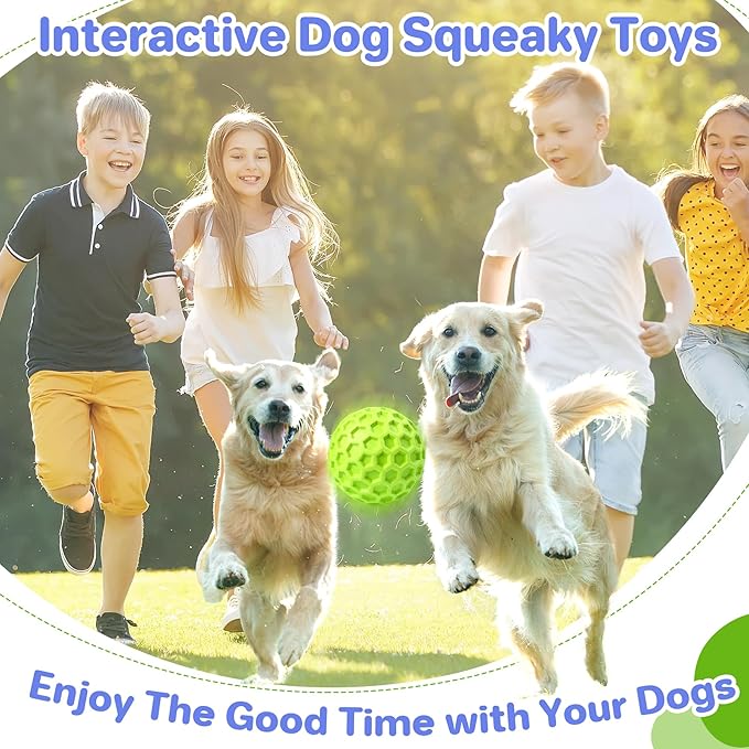Indestructible Squeaky Dog Balls, Interactive Dog Toys for Aggressive Chewers Large Breed for Relieving Anxiety, Dog Chew Toys Balls for Aggressive Chewers, Outdoor Dog Toys Dog Water Toys