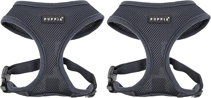 Authentic Puppia Soft Harness, Grey, Large (Pack of 2)