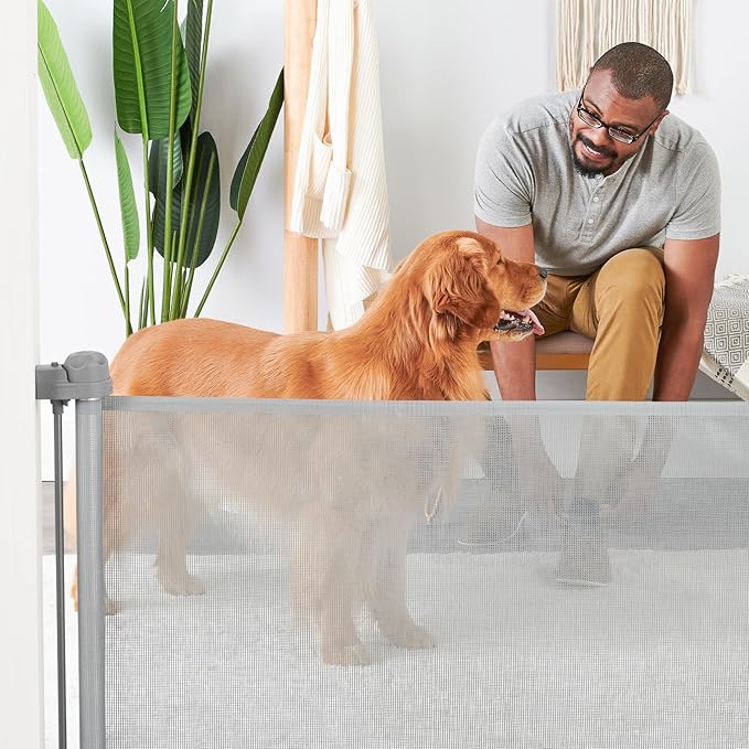Carlson Pet Products 50" Extra Wide Retractable Dog Gate for Doorways & Bottom of Stairs, Easy Install Pet Gate, Gray