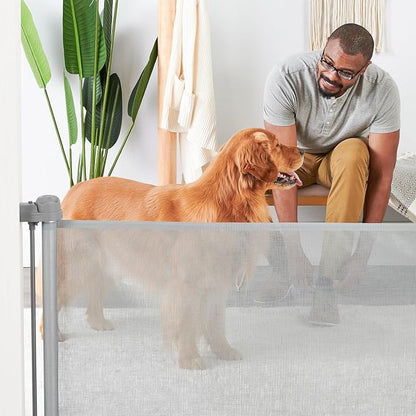 Carlson Pet Products 50" Extra Wide Retractable Dog Gate for Doorways & Bottom of Stairs, Easy Install Pet Gate, Gray