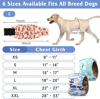 5 Pack Dog Diapers Male Reusable, Premium Belly Bands for Dogs, High Absorbing Male Dog Pee Wraps for Doggie in Incontinence or Excitable Urination,Squirrel L