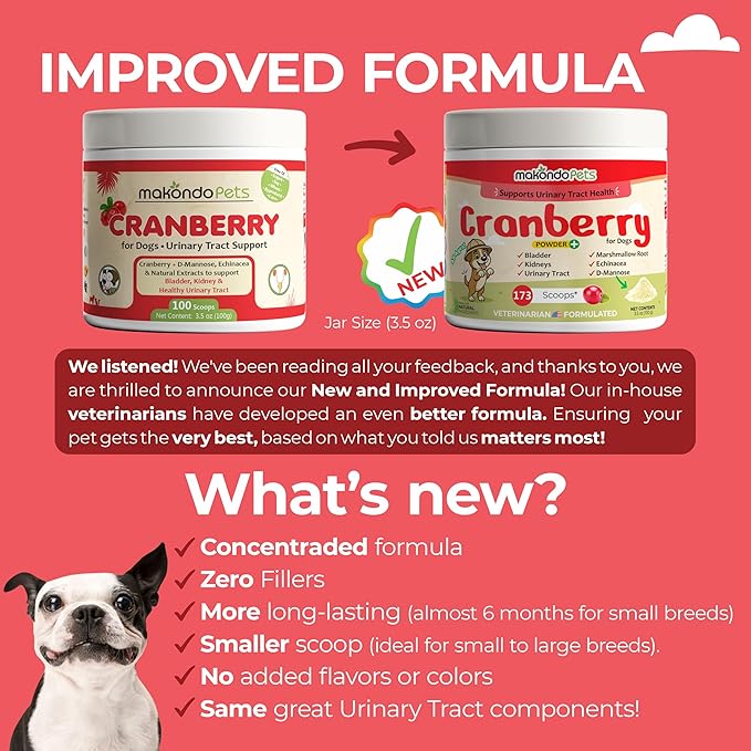 Cranberry for Dogs in Powder - Urinary Tract Health, Dog UTI, Bladder Support, Bladder Stones, Incontinence Support, Cranberry Supplement - Bacon Flavor (2-Pack, 200 Grams)