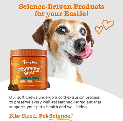 Zesty Paws Calming Chews for Dogs - for Everyday Stress, Relaxation, Composure, and Separation Peanut Butter 50 Count
