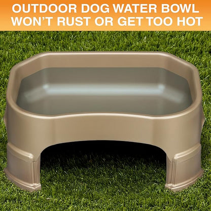 Neater Pet Brands Extra Large Water Bowl for Dogs, Elevated Outdoor Dog Water Bowl (1.25 Gallon XL Capacity), Big Trough Style Food Dish for Indoors or Outside, No Spill Large Dog Bowls, Champagne