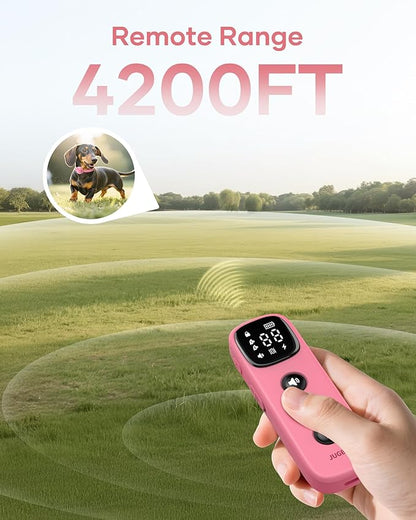 Jugbow 2-in-1 Pet ID Tag & Shock Collar for Small Dogs - 4200FT Dog Training Collar with Remote for 5-30lbs Dogs, IPX8 Waterproof Rechargeable E-Collar with Beep(1-9), Vibration(1-3), Safe Shock(0-16)