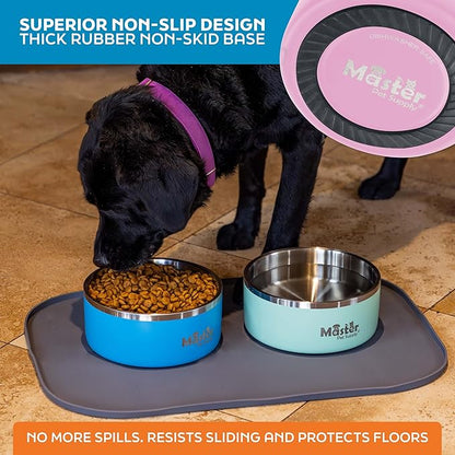 Master Pet Supply Stainless Steel Dog Bowls - 64 oz, Heavy Duty - Rose Quartz, Double Wall Extra-Thick Insulated, Non-Slip Pet Water Bowl for Dogs, Cats & Pets, Anti Rust Metal, Dish Washer Safe