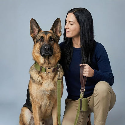 Didog Soft PU Leather Dog Collar for Large Dogs,Classic Adjustable Wide Dog Collars with Quick Release Metal Buckle,Easy Clean and Comfortable with Nylon Lining,Olive Green,XL Neck 20-27", Width 1¼"