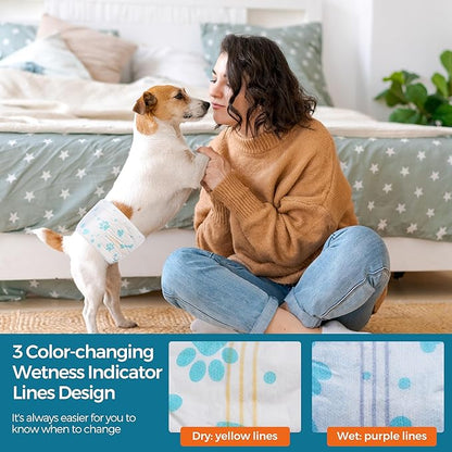 Bestle Male Dog Wrap, Disposable Dog Diapers, 40 Count, XS (Waist 10.6”-16.6”), Wetness Indicator, Ultra Protection, Leak Proof, Super Absorbent, Soft