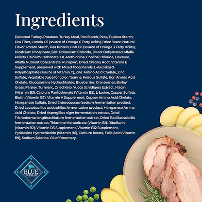 Blue Buffalo Basics Grain-Free Adult Dry Dog Food, Skin & Stomach Care, Limited Ingredient Diet for Dogs, Turkey Recipe, 4-lb. Bag