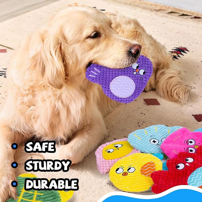 Squeaky No Stuffing Dog Toys 10 Pack,Crinkle Dog Toys for Small Medium Breed,Durable Plush Dog Toys,Cute Animal Stuffless Pet Toys,Interactive Puppy Teething Chew Toys for Entertaining