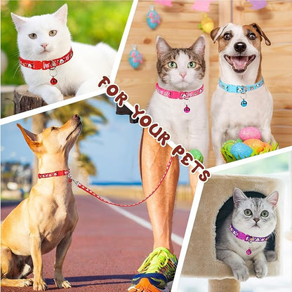Amylove 48 Pcs Dog Collar and Leash Set, Polypropylene Adjustable Puppy Collars for Medium Dogs Small Pet Puppy Walking Training with Hook and Buckle(Vivid Color,Animal Pattern)