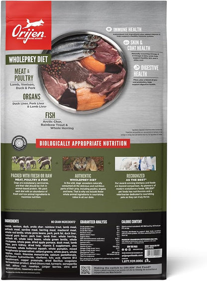 ORIJEN Grain Free Poultry Free High Protein Dry Dog Food Tundra Recipe 4.5lb Bag