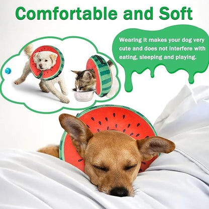 Recovery Donut Collar for Dogs & Cat,Inflatable Dog Collar Alternative After Surgery,Soft Cone for Large Medium Small Pet(Watermelon,Medium+)