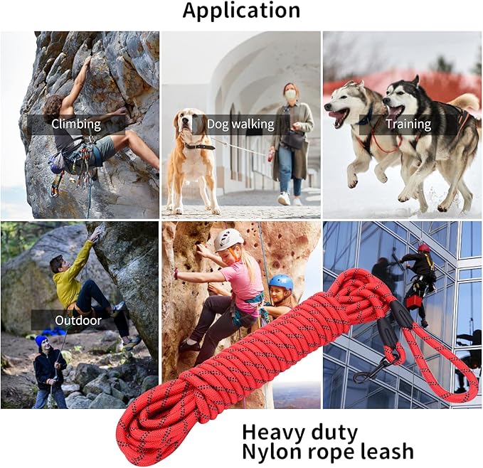 Long Dog Leash for Training 30Ft-Reflective Nylon Rope with Swivel Hook-Recall Agility Lead for Large Small Medium Dogs Outside Walking Hiking-Red
