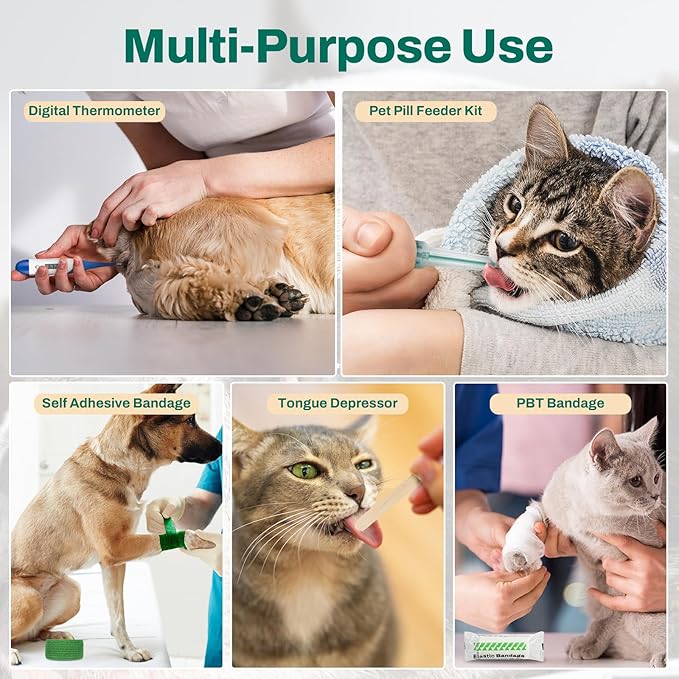 RHINO RESCUE Bundle - Pet First Aid Kit, Emergency Medical Supplies for Dogs & Cats, Safety Essentials Pack with Thermometer+Waterproof First Aid Kit, Lightweight Boat Dry Bag