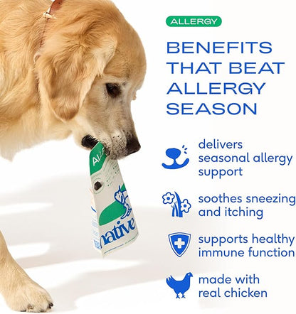 Native Pet Dog Allergy Chews - Dog Allergy Relief for Small Breeds - Supports Seasonal Itch Relief, Healthy Immune Function & Reduces Sneezing - Colostrum, Spirulina, & Probiotics - 30 Days Supply